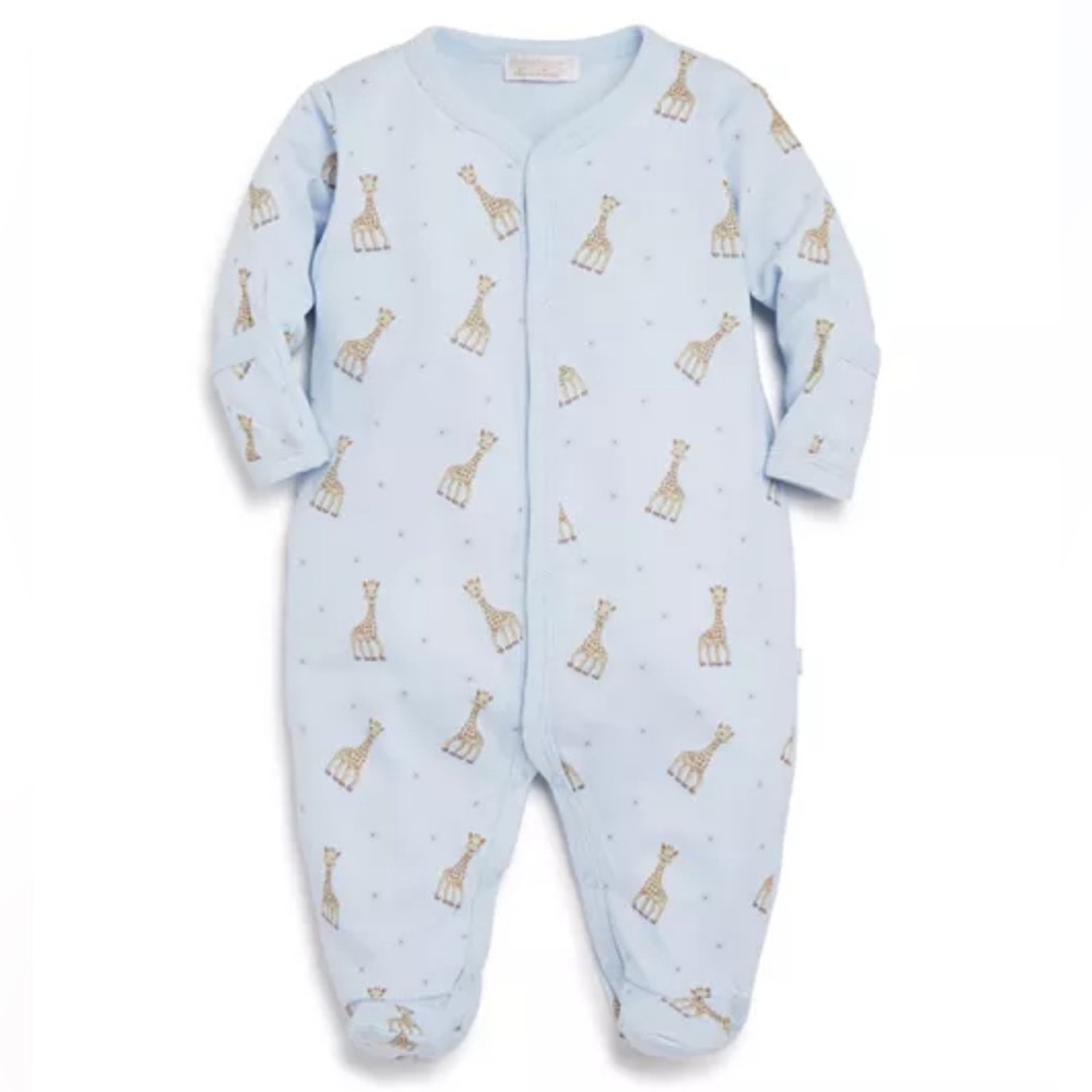 Sophie la Girafe Kissy Kissy Baby One Piece Foot Pajamas 0-3 Months Blue Giraffe